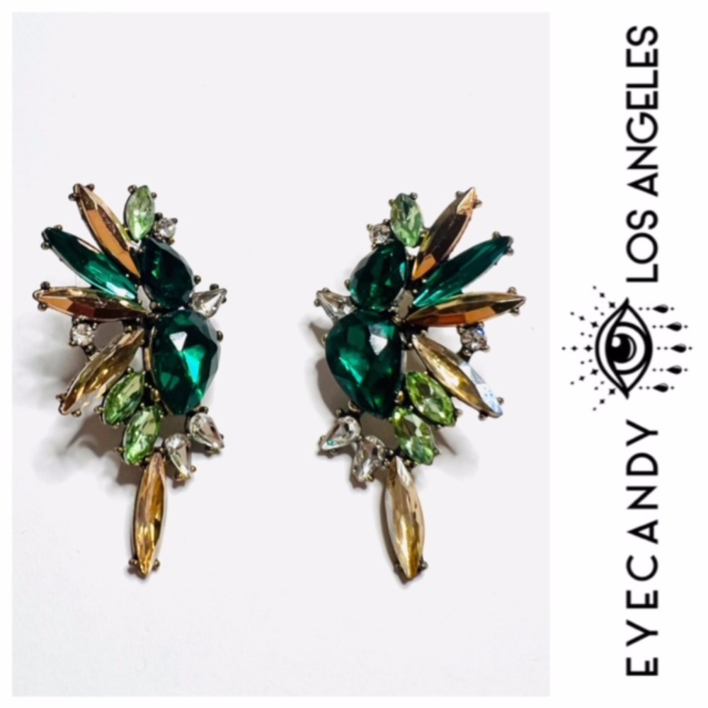 NWT EYECANDY LA ART GALA EMERALD DROP EARRINGS